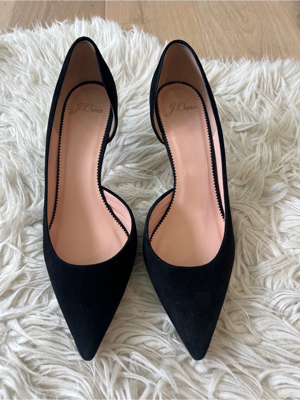 J. Crew Made in Italy Black Suede Pointed-Toe d’Orsay Pumps